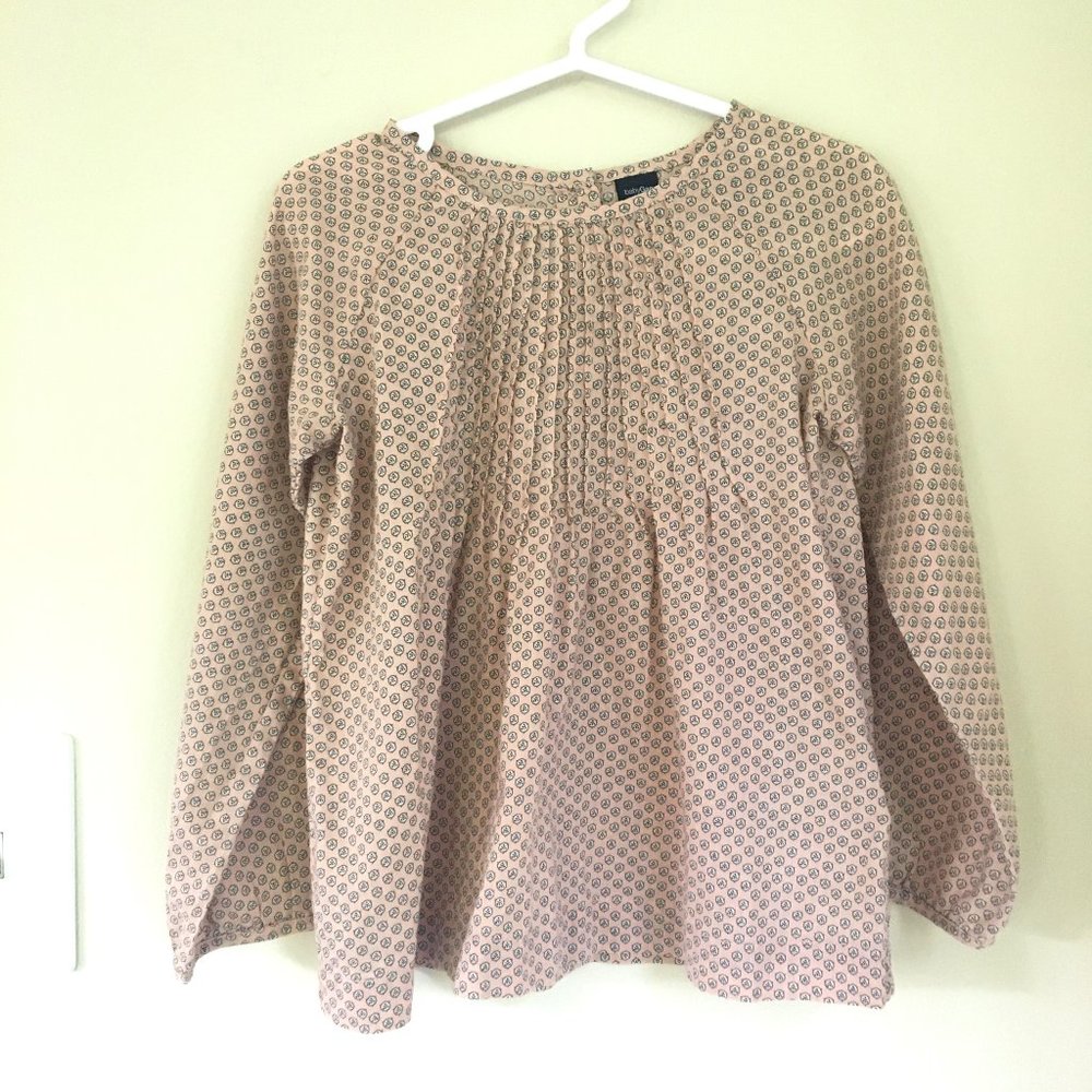 BabyGap Block-Print Pintuck Desert Clay Blouse, Size 5